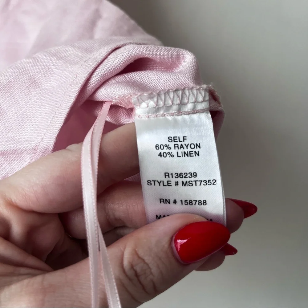 Petal & Pup Polly Pink Square Neck Linen Blend Crop Tank Top XL